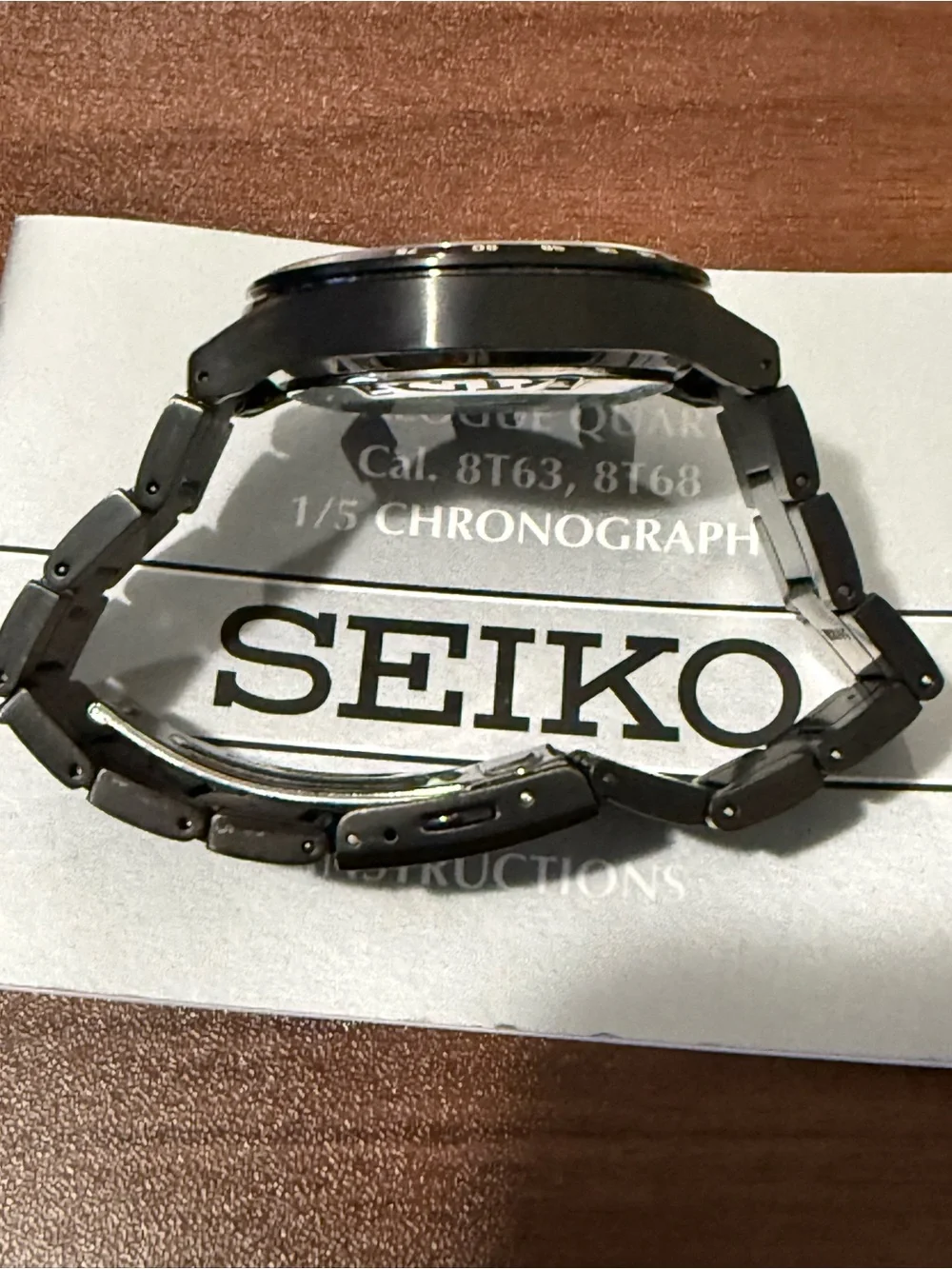 Seiko Black Stainless Steel Chronograph Watch
